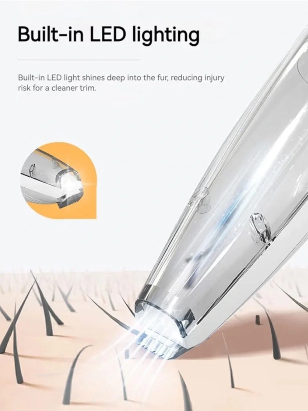 Pet Paw Hair Trimmer With Vacuum And LED Light Rechargeable